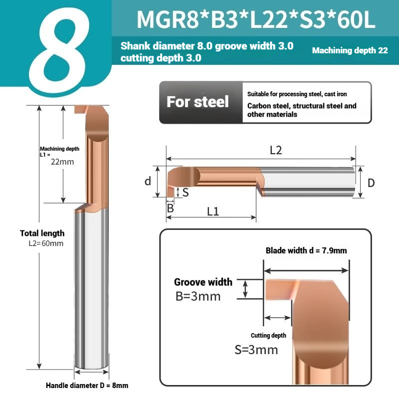 1135-CNC Small Bore Grooving Tool MGR Integral Tungsten Carbide Small Bore Hook Grooving Tool for Steel and Aluminum Internal Grooving Toolholder Shandong Denso Pricision Tools Co.,Ltd.